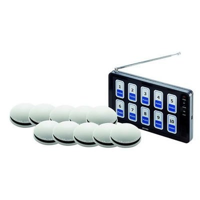 【送料無料】【エコチャイム】10窓受信機/丸型送信機（ホワイト）10台セット
