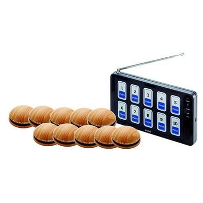 【送料無料】【エコチャイム】10窓受信機/丸型送信機（ライトウッド）10台セット