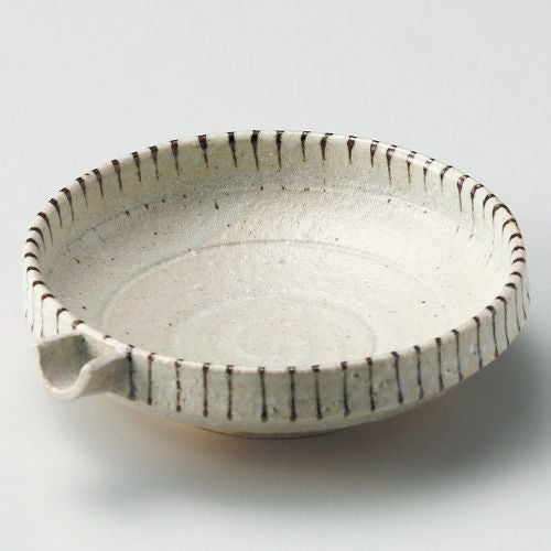 白唐津細十草片口切立鉢 19.8×17.6×5.3cm 040-129