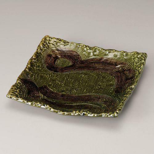 織部四足正角皿10号 31×31×5.3cm 234-199