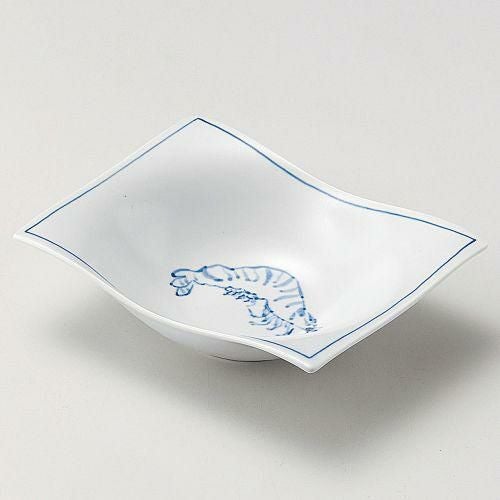 海老画四方型向付 16.2×12.3×4.5cm 043-069