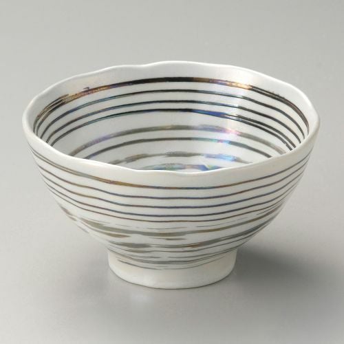 ラスター銀彩渦潮5.0変形丼 φ15.5×8.6cm 325-229