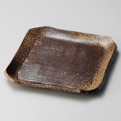 手造り備前風角尺皿 25.4×25×2.6cm 183-109
