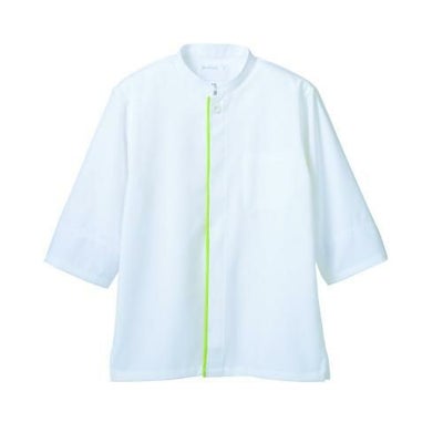 調理コート 兼用 ７分袖 6-463 (白/グリーン)