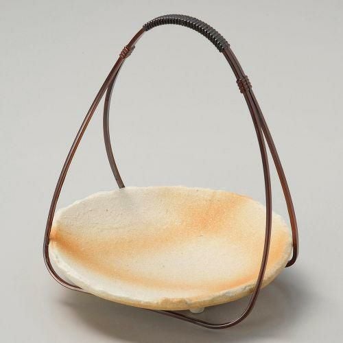 伊賀火だすき三ツ足丸向付 17×3.6cm 045-119