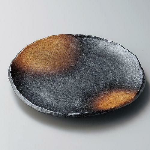 黒備前金茶吹8.0丸皿 φ25×2.5cm 203-079