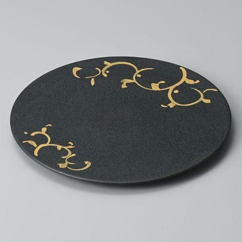 金彩唐草黒24cmフラットプレート φ24.3×1.3cm 202-169
