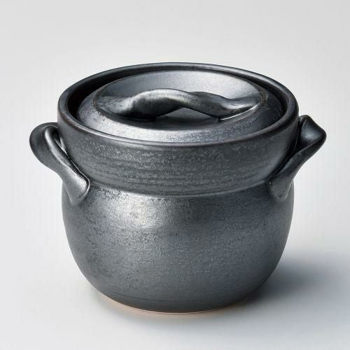 黒釉ご飯釜(2合炊) 17×φ15×13.5cm(身13cm) 385-089