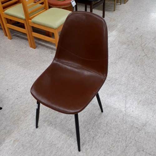 中古】パイプ脚イス 茶レザー張 幅450×奥行460×高さ840 座面高さ：420