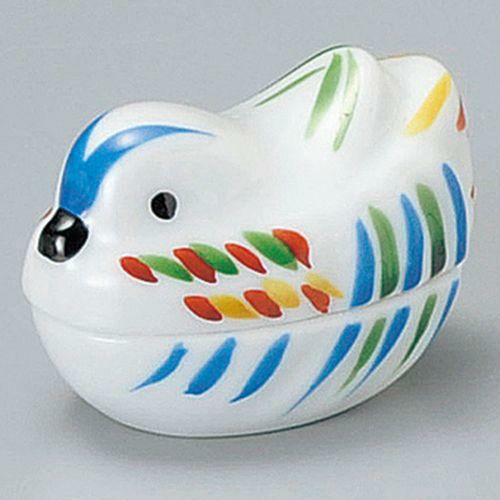 オシドリ蓋付珍味(青) 6.3×4×4.2cm 088-129