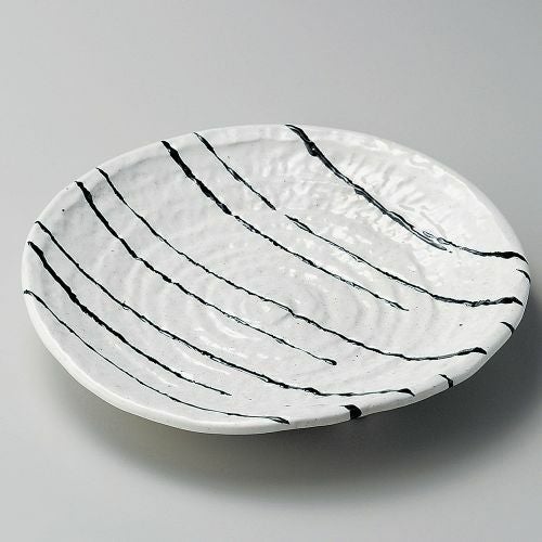 白一珍厚口三つ足22cm皿 φ22×3.5cm 206-249