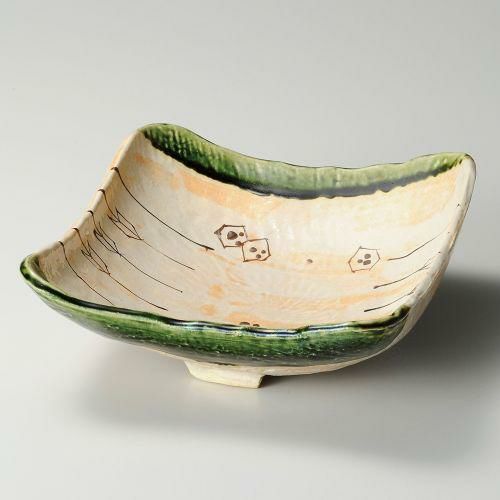 織部尺角鉢 24.3×23.5×9cm 244-019