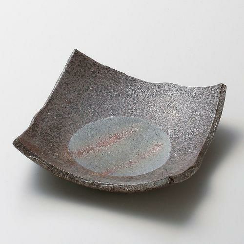炭化四角そり皿 15×15×4cm 190-059