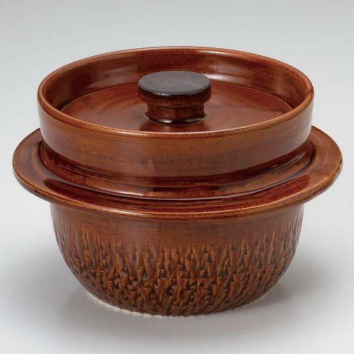 アメ釉手造ご飯釜 φ25.5×15.5cm 384-019