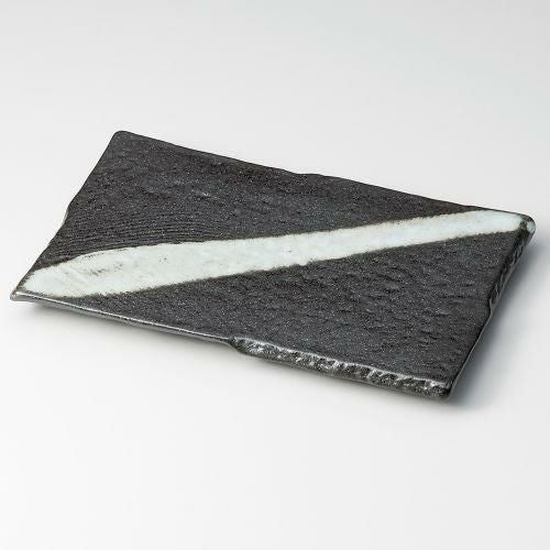 清流うのふ流玄焼物皿 22.5×14×2cm 144-098