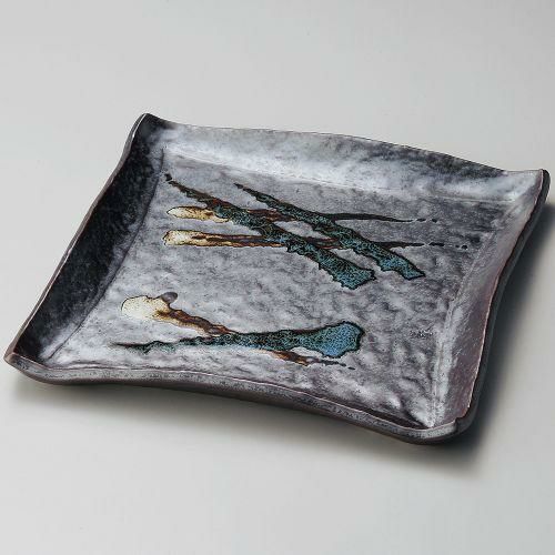 黒三彩正角大皿 27.5cm 182-129