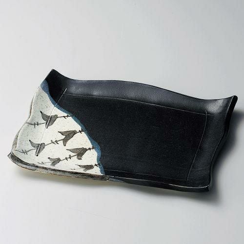 黒織部モダンカット10.0長角皿 29.5×21.5×3cm 161-159
