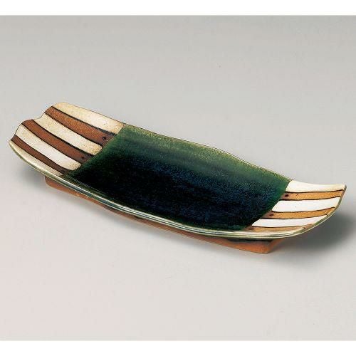 塗分織部十草長皿 30.5×12.8×3cm 135-199