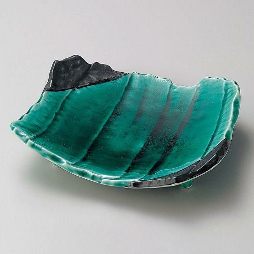 寄せ木交趾グリーン和皿 20×17.8×4.5cm 200-099