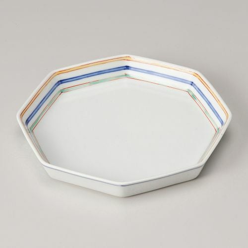 渕三色八角6.0皿 20×18.7×2.4cm 224-019