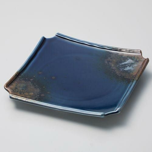 ルリ錆吹スミ切向付 18.5×18.5×2.5cm 044-259