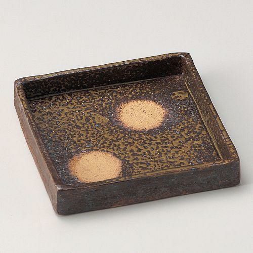 備前風正角切立鉢 16.5×16.5×2.5cm 033-109