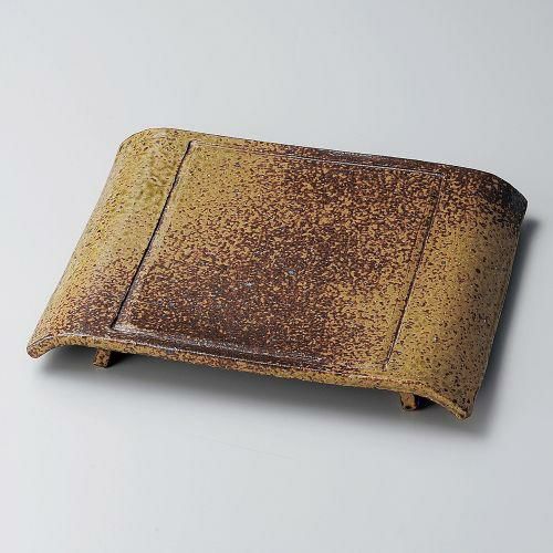 手造り備前風弓型90長角皿 28.5×21.5×4.2cm 158-099