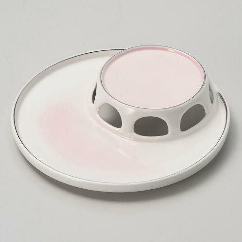 プラチナピンク吹変形スカシ向付 22×22×4.2cm 034-089