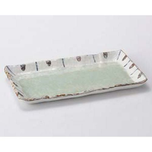 ヒワ釉渕十草9.0長角皿 27×16.4×2.2cm 148-069