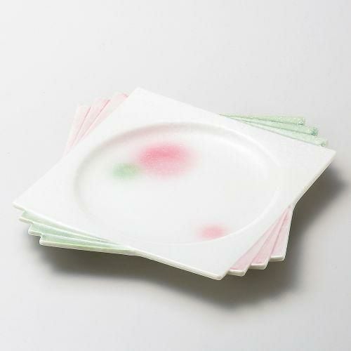 淡雪二色吹千代折角大皿 20.5×20.5×2.5cm 188-139