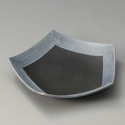 黒伊賀銀彩五角盛皿 23.5×23.5×4.5cm 299-089