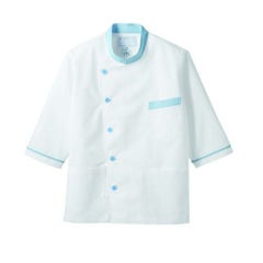 調理衣 兼用 ７分袖 6-817 (白/サックス)