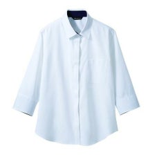 シャツ レディス ７分袖 BF2211-2 (白/ネイビー)