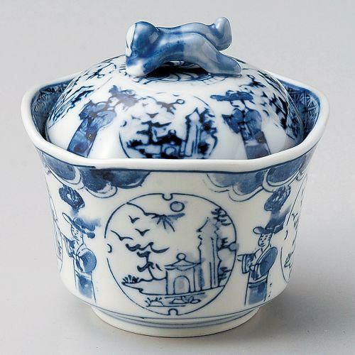 古染閑人蓋物 10.5×10.5×10.5cm 110-059