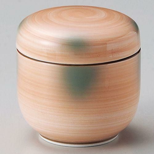 オレンジ巻グリーン吹夏目型むし碗 φ7.8×7.6cm 113-069