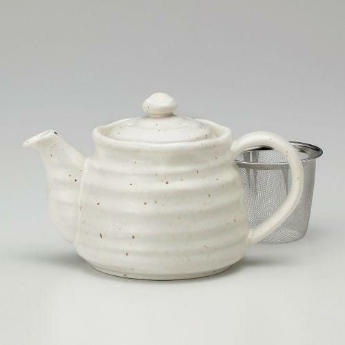 粉引ポット(茶コシ付) 17.6×11.2×10.8cm(450cc) 372-069