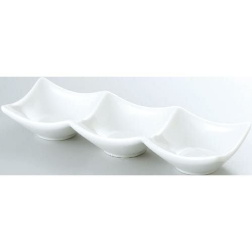 20cm 三連皿 白