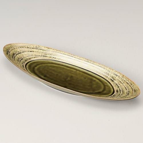 織部金タタキうずダ円大皿 38×12.8×3.5cm 191-039