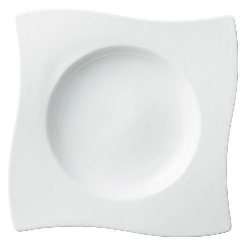 白磁ウェーブ満月9.5吋プレート 23.5×23.5×3cm 478-019
