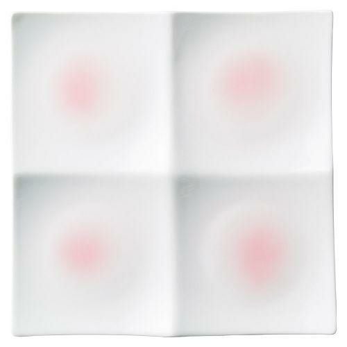 ピンク吹四品浅口プレート 19×19×2cm 473-209