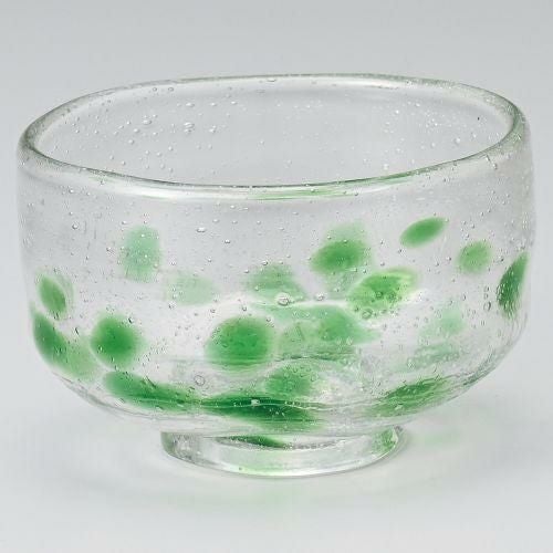 吹ガラス抹茶碗グリーン φ11×7cm 379-189