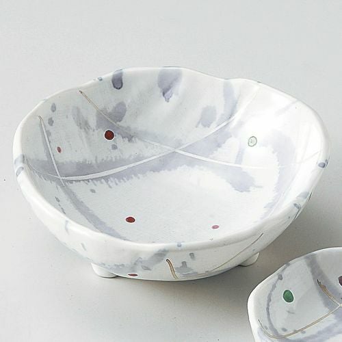 銀彩ちらし三ツ足向付 14.5×13.8×5.2cm 028-099