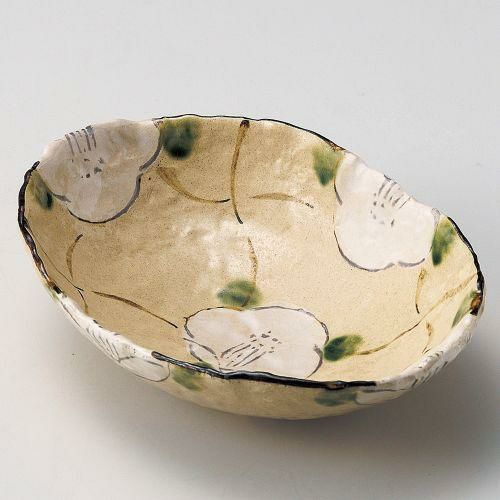 格子花楕円鉢 21.3×15.3×5.5cm 041-049