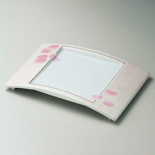 ピンクラスター弓型前菜皿 25.5×16.5×3.4cm 140-109
