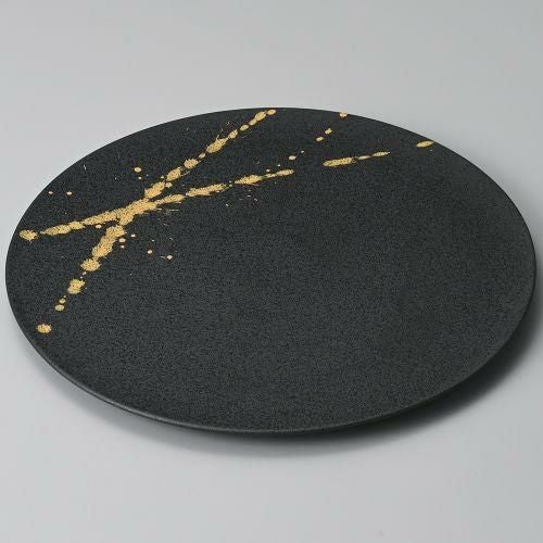 金彩飛ばし黒29cmフラットプレート φ29.1×1.4cm 180-079