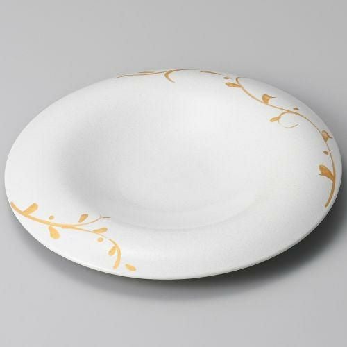 金彩唐草白クレータープレート φ26×3.3cm 180-119