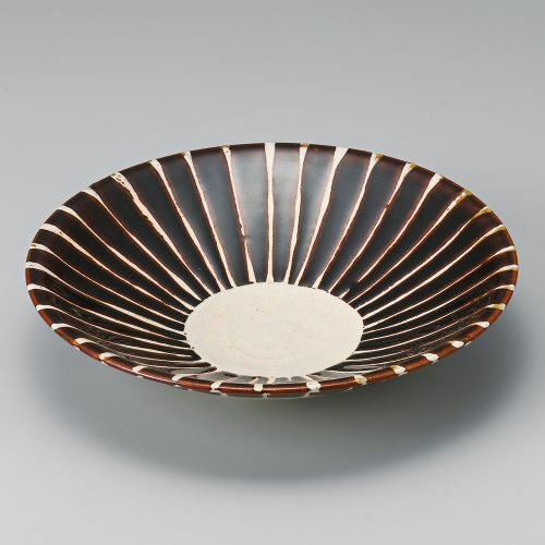 アメ釉十草平鉢(大) φ22×4.8cm 253-069