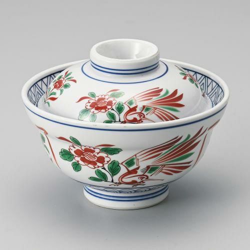 赤絵花鳥蓋丼 φ15.8×11.8cm 340-189