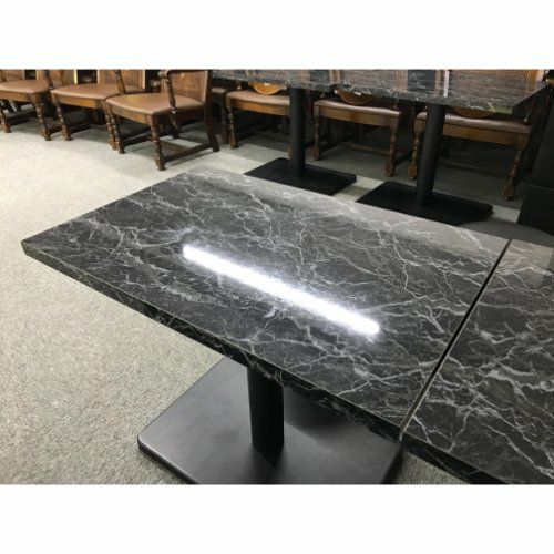 中古】スナックテーブル 黒 大理石風天板 幅500×奥行500×高さ630