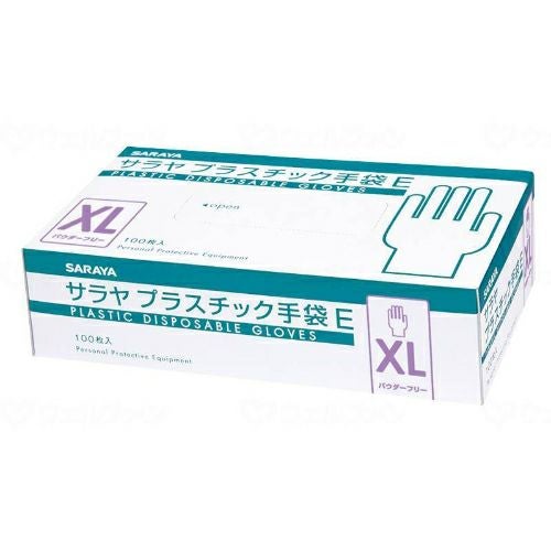 サラヤ プラスチック手袋E(粉なし)100枚入/箱/XL/業務用/新品/小物送料